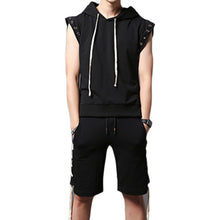 Load image into Gallery viewer, Slim Fit Sleeveless Hooded T-Shirt And Shorts
