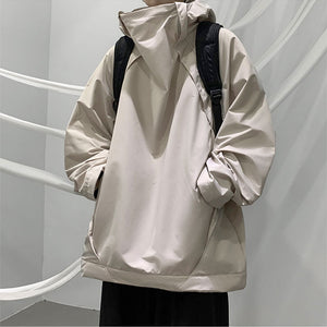 Solid Color Hooded Loose Jacket