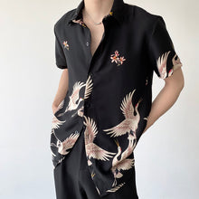 Load image into Gallery viewer, Crane Printed Lapel Short Sleeve Shirt
