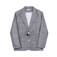 Load image into Gallery viewer, Houndstooth Belted Waist Casual Blazer
