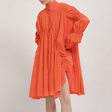 Load image into Gallery viewer, Ruched Balloon Sleeve Shirt Dress
