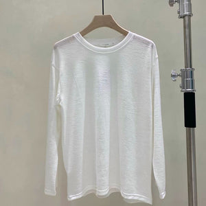 Slightly Sheer Long Sleeve Loose Knit T-Shirt