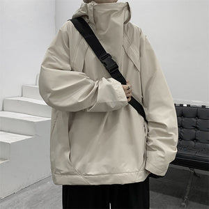 Solid Color Hooded Loose Jacket