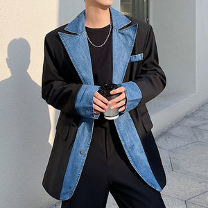 Denim Paneled Blazer