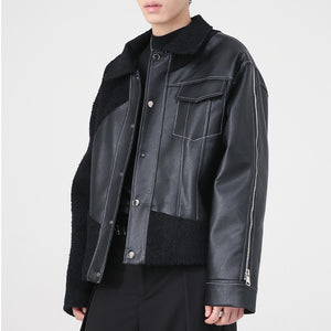 Lambswool Panel Zip Up Jacket