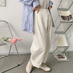 Wide Leg Asymmetric Cropped Casual Pants