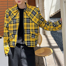 Load image into Gallery viewer, Yellow Plaid Casual Short Jacket
