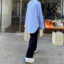 Load image into Gallery viewer, Blue Striped Casual Stand Collar Shirt
