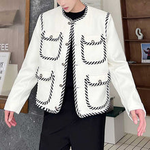 Load image into Gallery viewer, Contrasting Color Panel Web Embellished Coat
