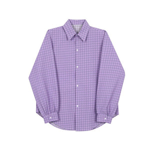 Houndstooth Embossed Long Sleeve Shirt