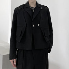 Load image into Gallery viewer, Black Cropped Vest Blazer Two-Piece Set
