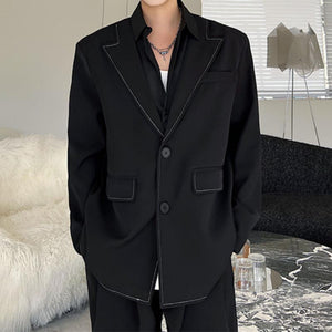 Stitching False Two Piece Back Zipper Slit Blazer