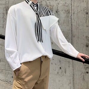 Striped Stitching Long-sleeved Shirt