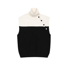 Load image into Gallery viewer, Black and White Contrasting Color Slanted Lapel Vest
