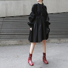 Load image into Gallery viewer, Ruched Balloon Sleeve Shirt Dress
