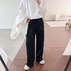 Loose Simple Drawstring Pocket Pants