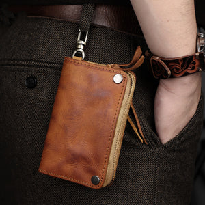 Retro Handmade Leather Wallet Key Bag