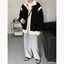 Load image into Gallery viewer, Retro Lapel Knit Colorblock Loose Jacket
