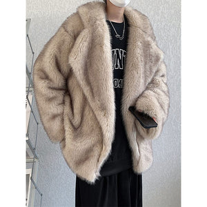 Gradient Thickened Mid Length Plush Coat