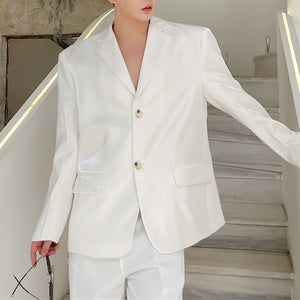 Satin-smooth Fabric Shiny Blazer