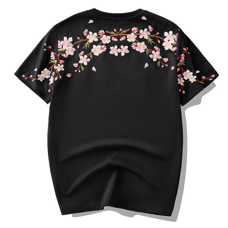 Plum Embroidery Short Sleeve T-Shirt