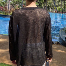 Load image into Gallery viewer, Slightly Sheer Long Sleeve Loose Knit T-Shirt
