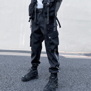 Techwear Contrasting Color White Trim Cargo Pants