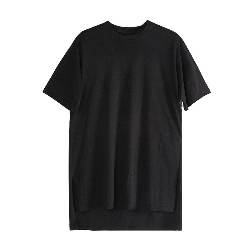 Mid Length Round Neck Short Sleeve T-Shirt