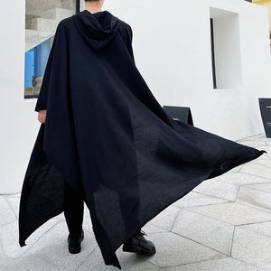 Vintage Long Thin Pleated Hoodie Cape