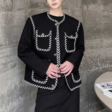 Load image into Gallery viewer, Contrasting Color Panel Web Embellished Coat
