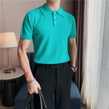 Load image into Gallery viewer, Thin Knit Lapel Slim Polo Shirt
