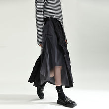 Load image into Gallery viewer, Contrast Color Stitching Mesh Pleated A-line Skirt
