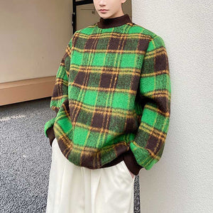 Green Plaid Pullover Sweatshirt