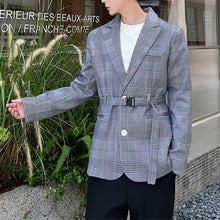 Load image into Gallery viewer, Houndstooth Belted Waist Casual Blazer
