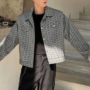 Houndstooth Lapel Cropped Jacket
