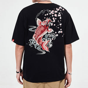 Fish Embroidery Loose Short Sleeve T-Shirt