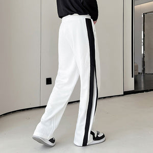 Fall Contrast Slit Casual Pants