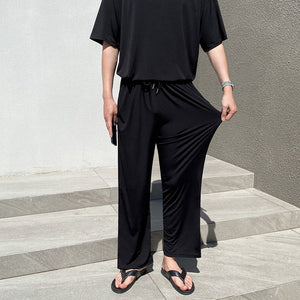 Thin Solid Short Sleeve T-Shirt And Pant Set