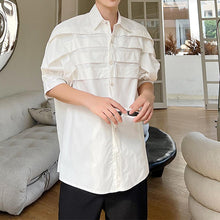 Load image into Gallery viewer, Pleated Trim Half Sleeve Shirt
