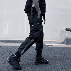 Techwear Contrasting Color White Trim Cargo Pants