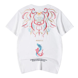 Fish Embroidered Loose Short Sleeve T-Shirt