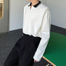 Load image into Gallery viewer, Contrast Polo Lapel Long Sleeve Shirt
