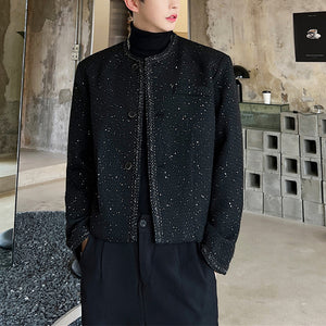 Black Collarless Long Suit Jacket