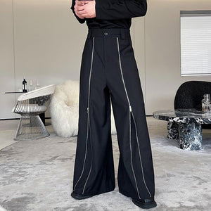 Zip Trim Loose Wide-Leg Lounge Pants