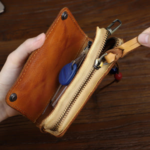 Retro Handmade Leather Wallet Key Bag