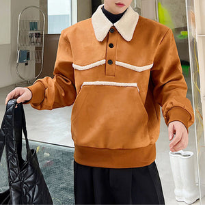 Retro Casual Sherpa Collar Sweatshirt