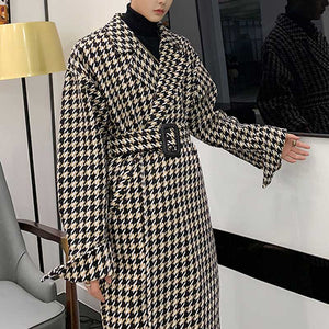 British Plaid Mid-length Thickened Coat