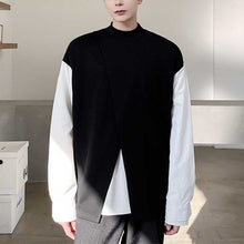 Load image into Gallery viewer, Black And White Contrast Crew Neck Top
