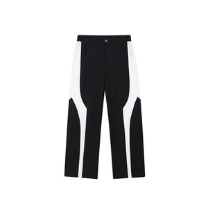 Black and White Paneled Straight-leg Pants