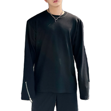 Load image into Gallery viewer, Solid Color Round Neck Zipper Long Sleeve Shirt
